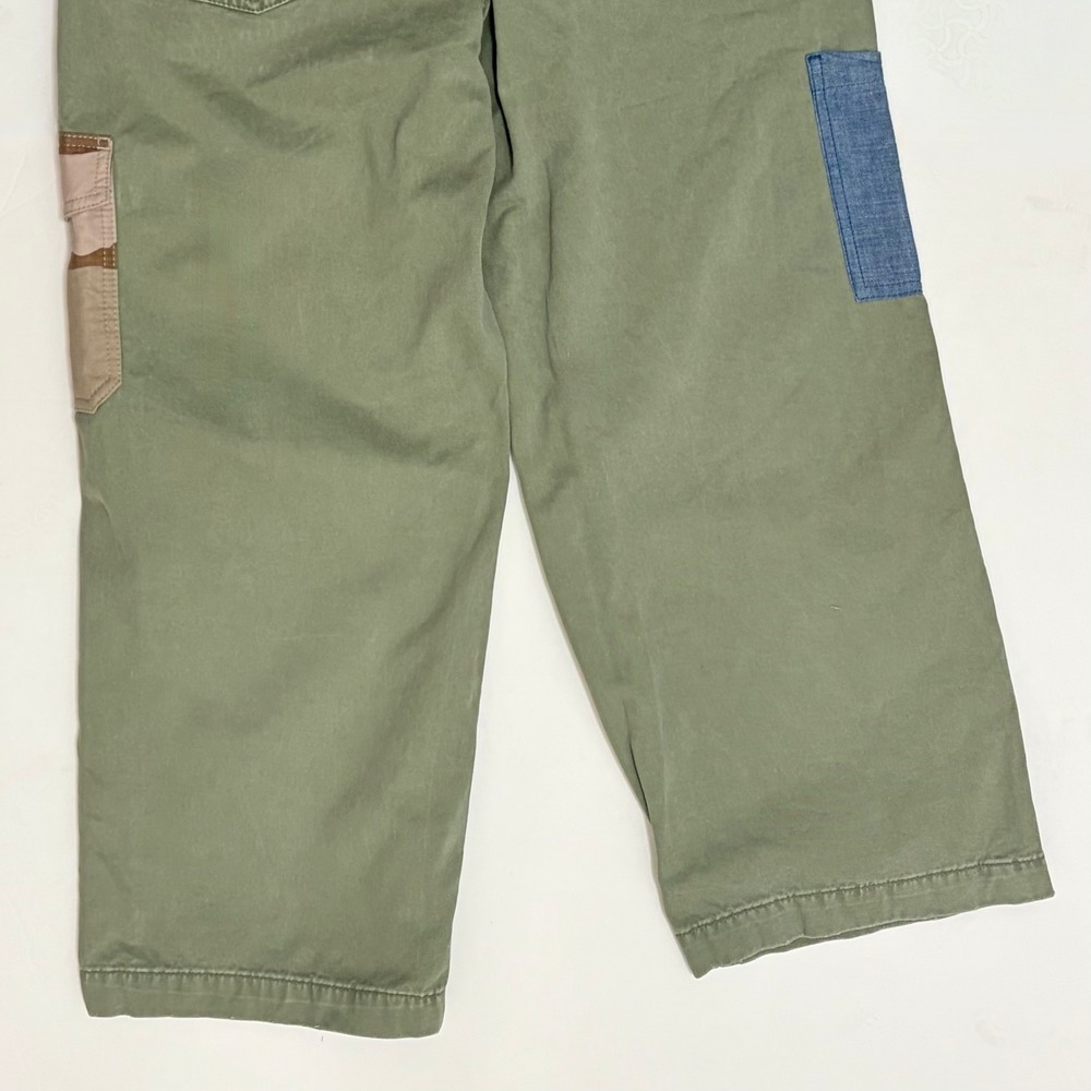 ROY ROGERS Green Cargo Pants Pockets Patches Retro Cropped Roy Roger's Size 31 - Picture 8 of 13